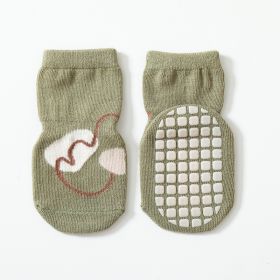 Baby Autumn And Winter Non-slip Glue Bottom Non-slip Socks Tube Socks (Option: Green-M Code)