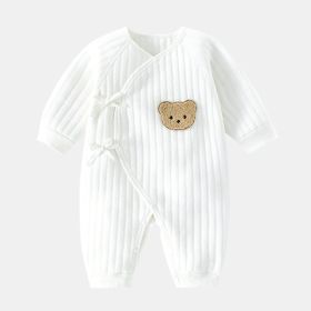 Rompers Three-layer Keep Baby Warm Romper Baby Jumpsuit (Option: Rompers White Bear Bear Warm-66cm)
