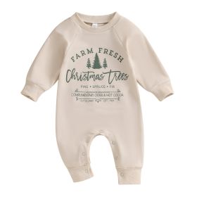 Baby Boys And Girls Long Climbing Jumpsuit Christmas (Option: Creamy White-80cm)