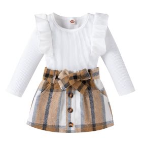 Fashion Preppy Style Girls Suit (Option: White-110cm)