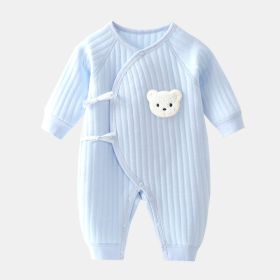 Rompers Three-layer Keep Baby Warm Romper Baby Jumpsuit (Option: Rompers Blue Bear Warm-66cm)