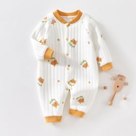 Baby Warm Jumpsuit Autumn And Winter Quilted Clothes (Option: Yellow Cute Dog-73 Yards)