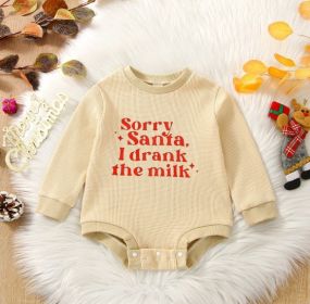 Autumn Festival Long Sleeve Letter Print Romper (Option: Beige-100cm)