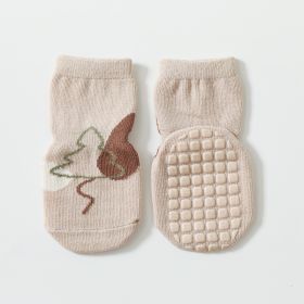 Baby Autumn And Winter Non-slip Glue Bottom Non-slip Socks Tube Socks (Option: Khaki-L Code)