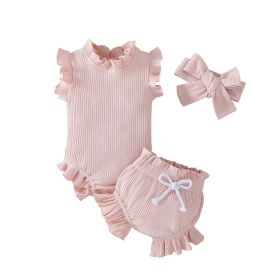 Solid Color Set Three-piece Set Candy Color Multicolor (Option: Pink-90cm)