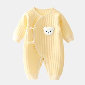 Rompers Three-layer Keep Baby Warm Romper Baby Jumpsuit (Option: Rompers Yellow Bear Warm-66cm)