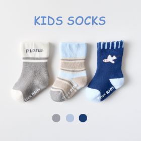 Cotton Children's Socks Terry-loop Hosiery (Option: Small Plane-3to5 Years Old)